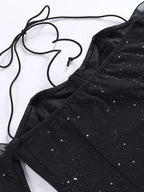Glitter Mini Dress with Sleeves - Charmdeals