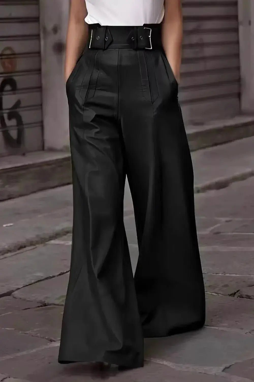 High Waist Wide Flare Pants - Charmdeals