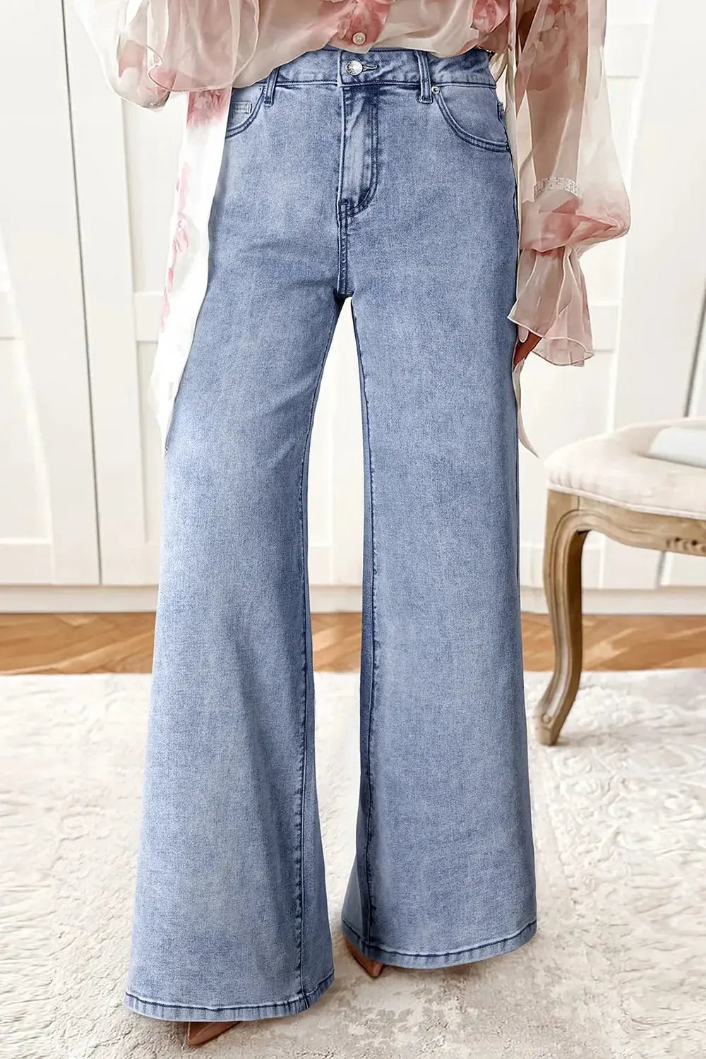 High - Waisted Wide Leg Flare Jeans - Charmdeals