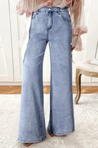 High - Waisted Wide Leg Flare Jeans - Charmdeals