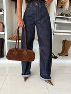 High - Waisted Wide - Leg Washed Jeans - Charmdeals