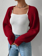Honey Open Front Long Sleeve Cropped Cardigan - Charmdeals