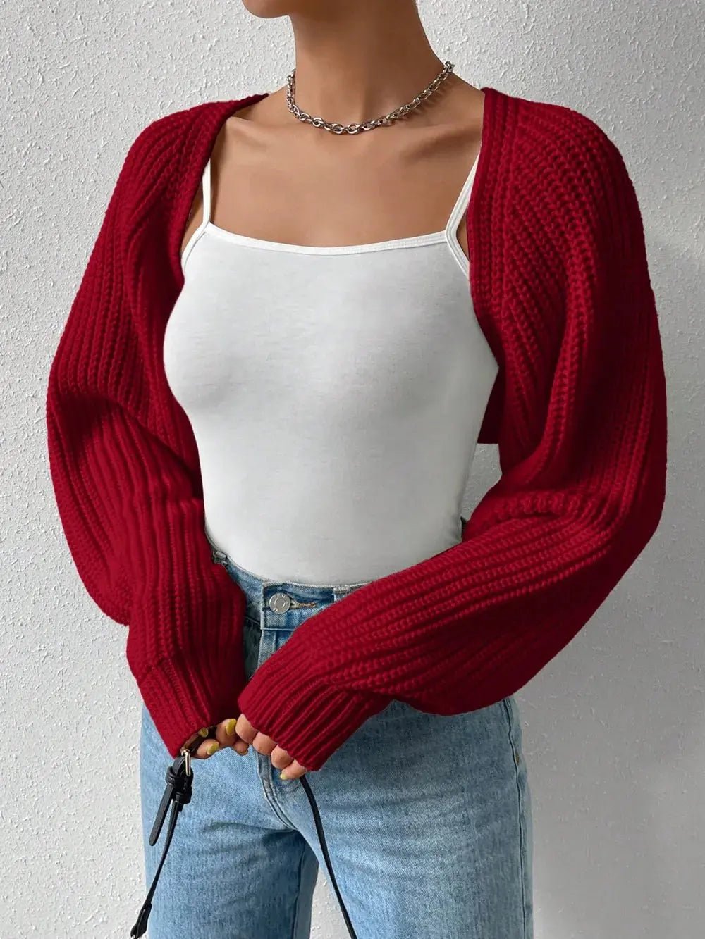 Honey Open Front Long Sleeve Cropped Cardigan - Charmdeals