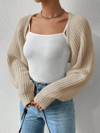 Honey Open Front Long Sleeve Cropped Cardigan - Charmdeals