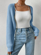 Honey Open Front Long Sleeve Cropped Cardigan - Charmdeals