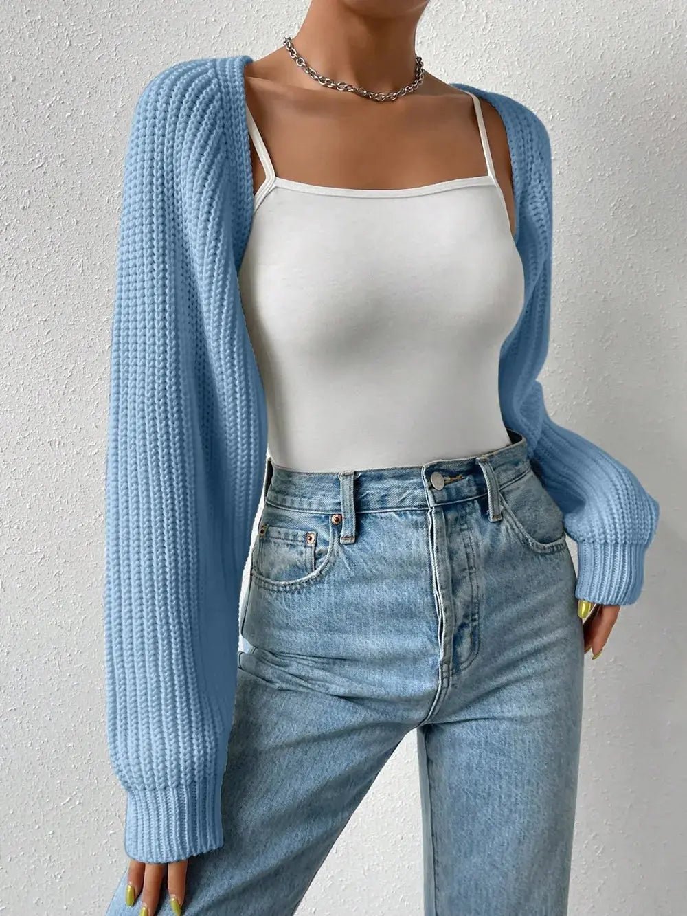 Honey Open Front Long Sleeve Cropped Cardigan - Charmdeals