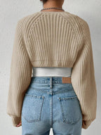 Honey Open Front Long Sleeve Cropped Cardigan - Charmdeals