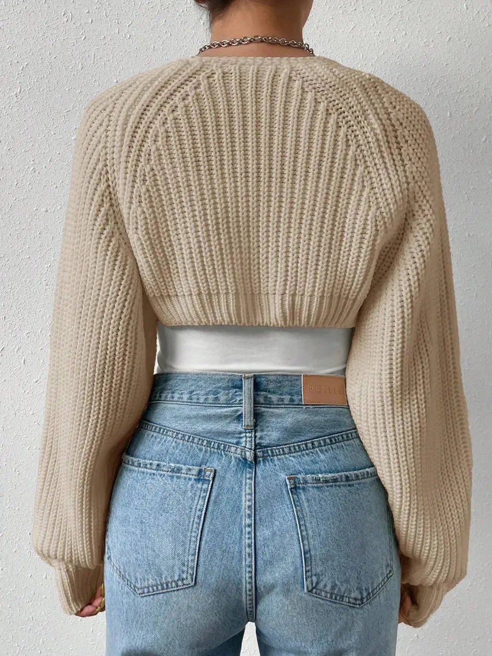Honey Open Front Long Sleeve Cropped Cardigan - Charmdeals