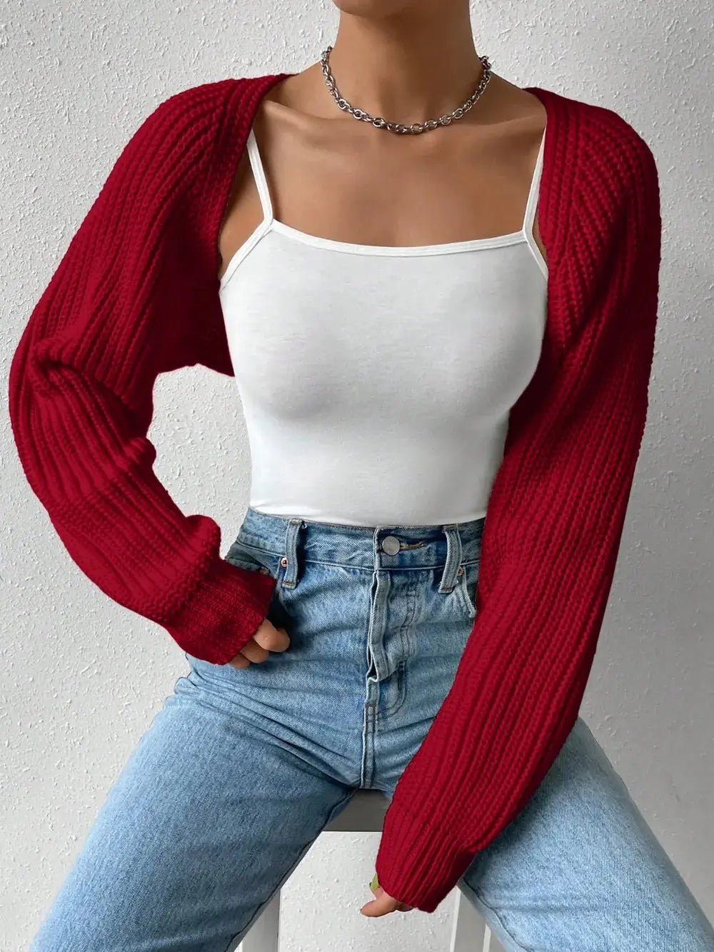 Honey Open Front Long Sleeve Cropped Cardigan - Charmdeals