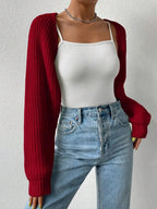 Honey Open Front Long Sleeve Cropped Cardigan - Charmdeals
