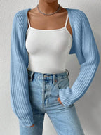Honey Open Front Long Sleeve Cropped Cardigan - Charmdeals