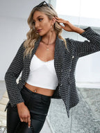 Ivy Lane Plaid Double Breasted Long Sleeve Jacket - Charmdeals