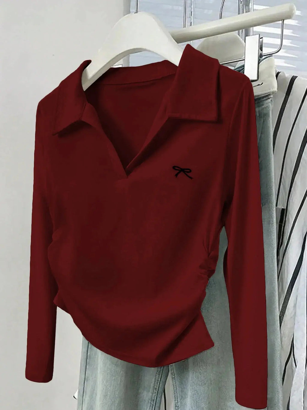 Johnny Collar Long Sleeve T-Shirt - Charmdeals
