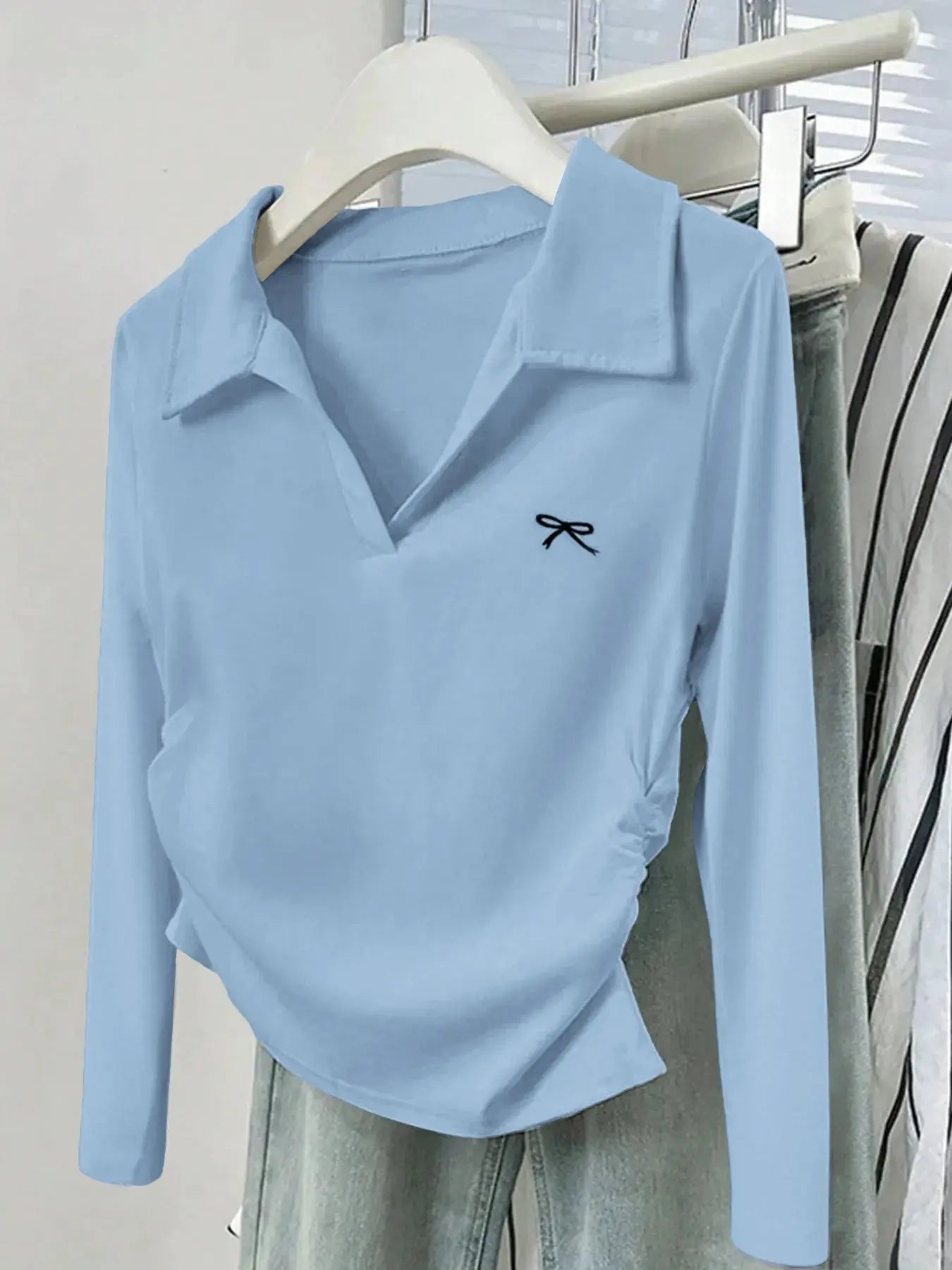 Johnny Collar Long Sleeve T-Shirt - Charmdeals