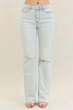 Judy Blue Full Size Destroy & Fray Hem Bootcut Jeans Plus Size - Charmdeals