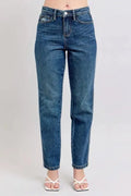 Judy Blue Full Size High Waisted Rigid Magic Non - destroy Straight Leg Jeans Plus Size - Charmdeals