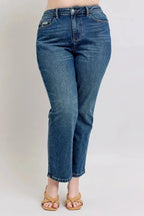 Judy Blue Full Size High Waisted Rigid Magic Non - destroy Straight Leg Jeans Plus Size - Charmdeals