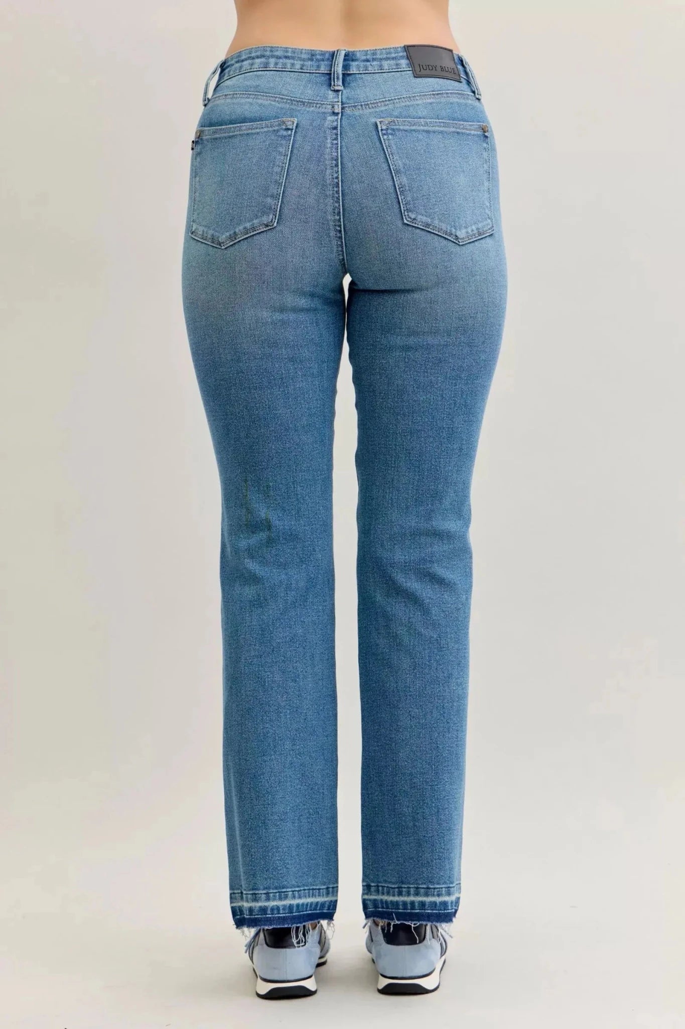 Judy Blue Full Size Mid Rise Slim Bootcut Tummy Control Release Hem Jeans Plus Size - Charmdeals