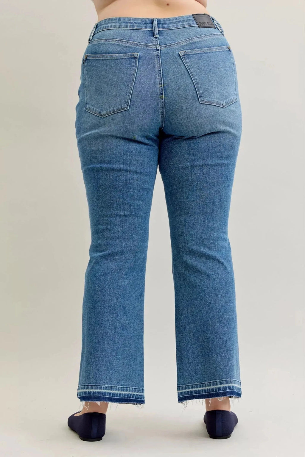 Judy Blue Full Size Mid Rise Slim Bootcut Tummy Control Release Hem Jeans Plus Size - Charmdeals