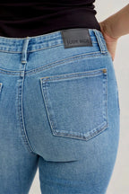 Judy Blue Full Size Mid Rise Slim Bootcut Tummy Control Release Hem Jeans Plus Size - Charmdeals