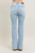 Judy Blue Full Size Tummy Control Vintage Wash Side Slit Slim Boot Jeans Plus Size - Charmdeals