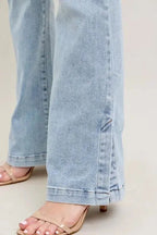 Judy Blue Full Size Tummy Control Vintage Wash Side Slit Slim Boot Jeans Plus Size - Charmdeals
