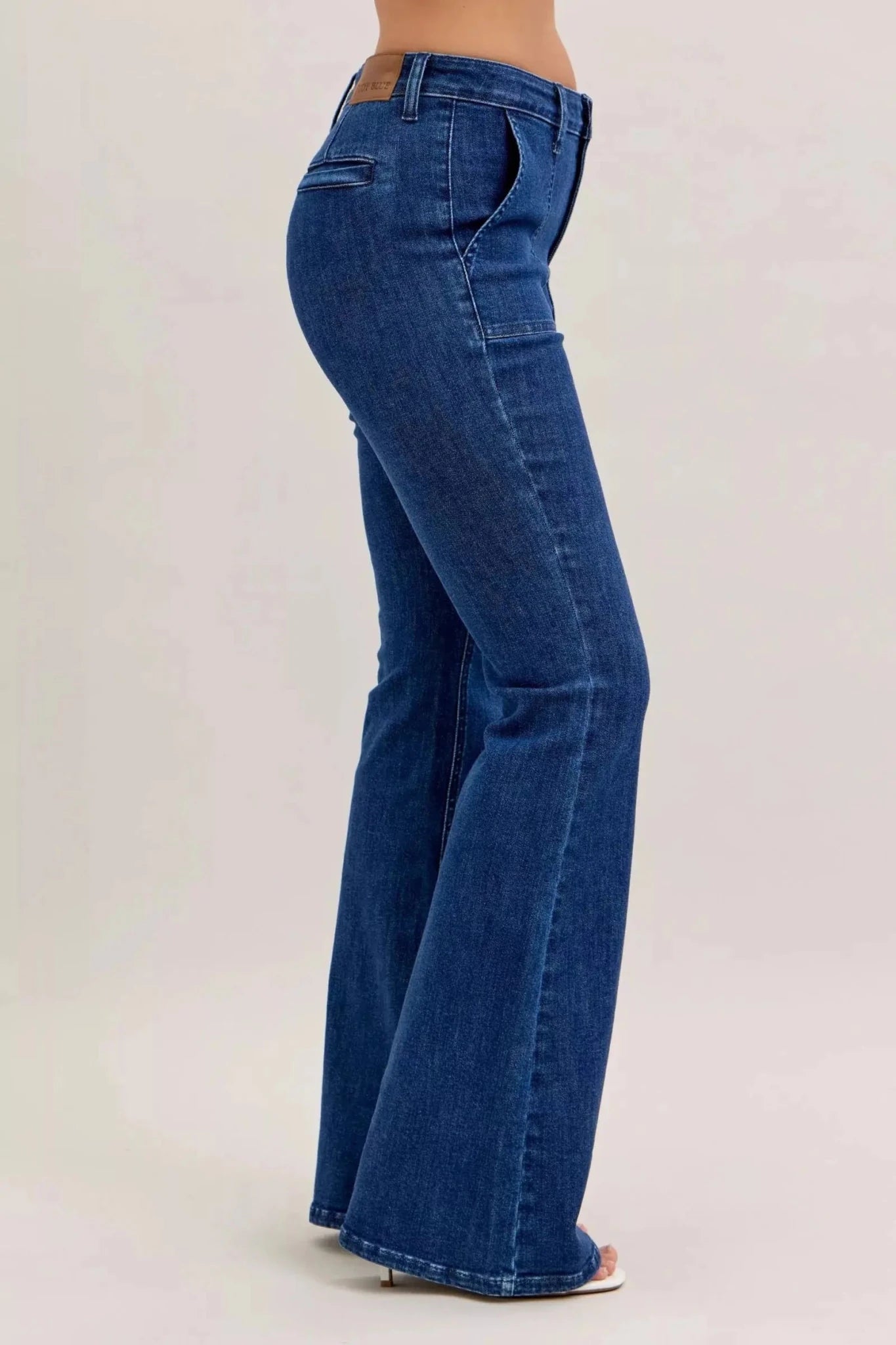 Judy Blue High Waist Flare Jeans with Front Patch Pockets - Charmdeals