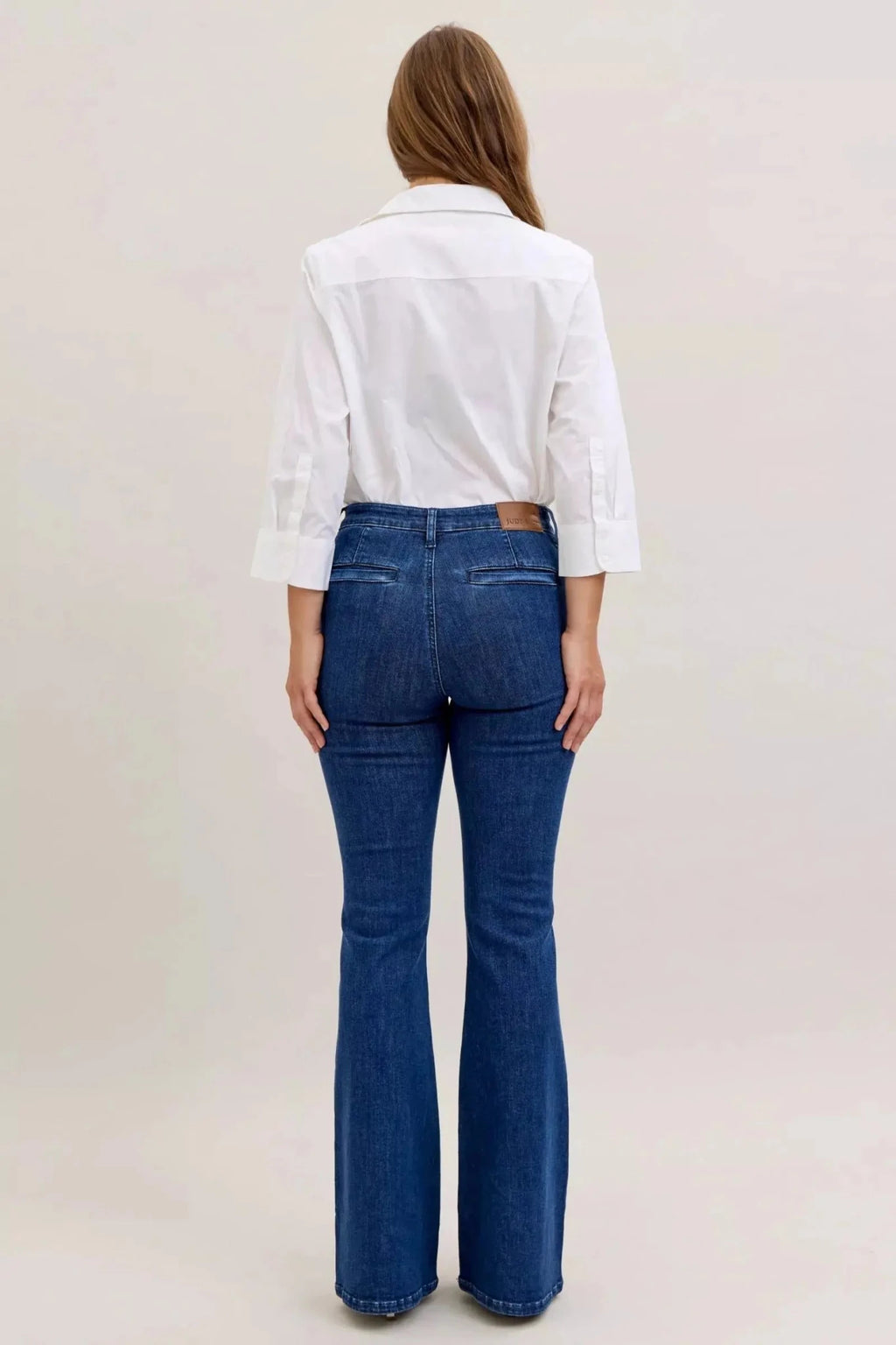 Judy Blue High Waist Flare Jeans with Front Patch Pockets - Charmdeals
