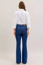 Judy Blue High Waist Flare Jeans with Front Patch Pockets - Charmdeals