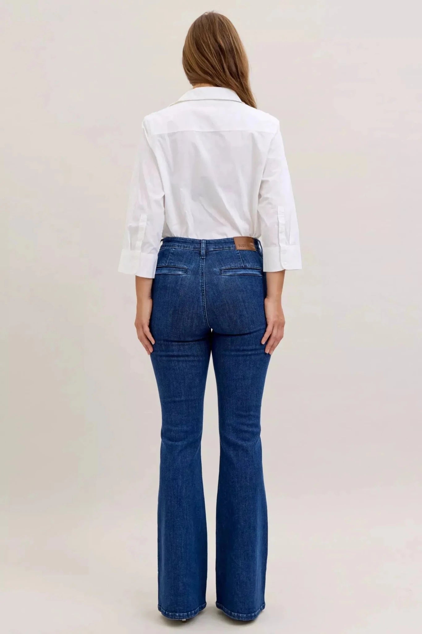 Judy Blue High Waist Flare Jeans with Front Patch Pockets - Charmdeals