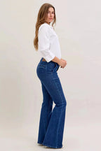 Judy Blue High Waist Flare Jeans with Front Patch Pockets - Charmdeals