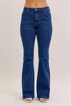 Judy Blue High Waist Flare Jeans with Front Patch Pockets - Charmdeals