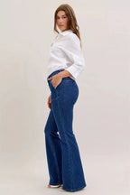 Judy Blue High Waist Flare Jeans with Front Patch Pockets - Charmdeals