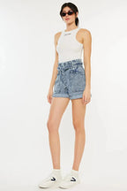 Kancan Ultra High Rise Paperbag Denim Shorts - Charmdeals