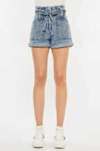 Kancan Ultra High Rise Paperbag Denim Shorts - Charmdeals