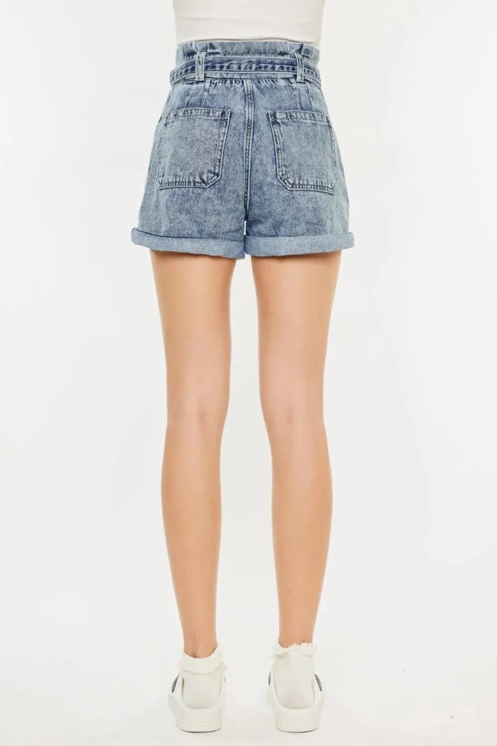 Kancan Ultra High Rise Paperbag Denim Shorts - Charmdeals