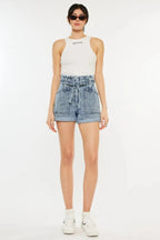 Kancan Ultra High Rise Paperbag Denim Shorts - Charmdeals