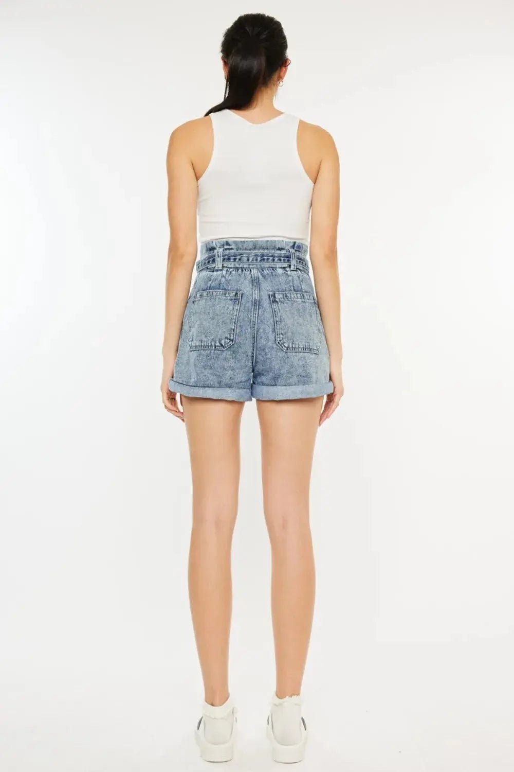 Kancan Ultra High Rise Paperbag Denim Shorts - Charmdeals
