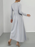 Lace Detail V - Neck Maxi Dress with Side Slit - Charmdeals
