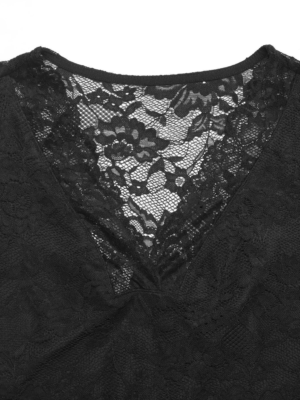 Lace V - Neck Long Sleeve T-Shirt - Charmdeals
