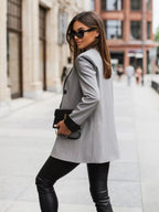 Lapel Collar Long Sleeve Blazer - Charmdeals