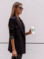 Lapel Collar Long Sleeve Blazer - Charmdeals