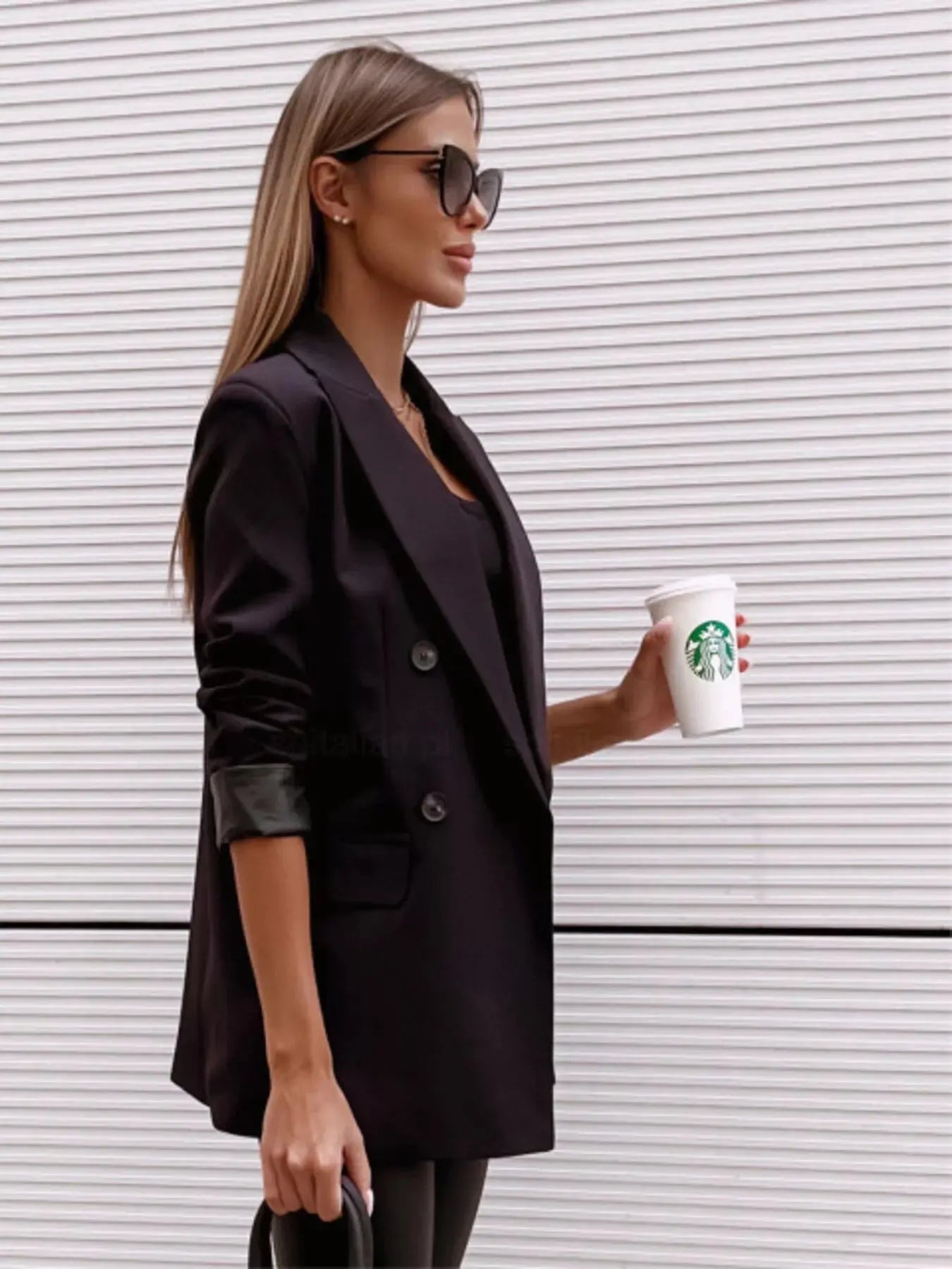 Lapel Collar Long Sleeve Blazer - Charmdeals