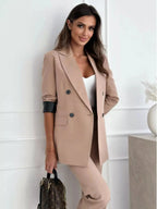 Lapel Collar Long Sleeve Blazer - Charmdeals