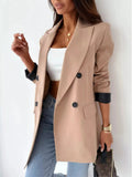 Lapel Collar Long Sleeve Blazer - Charmdeals
