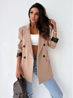 Lapel Collar Long Sleeve Blazer - Charmdeals