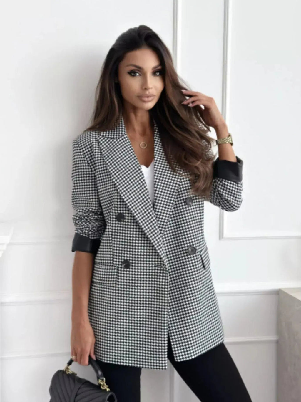 Lapel Collar Long Sleeve Blazer - Charmdeals