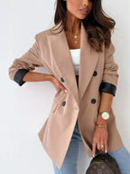 Lapel Collar Long Sleeve Blazer - Charmdeals
