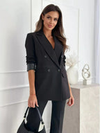 Lapel Collar Long Sleeve Blazer - Charmdeals