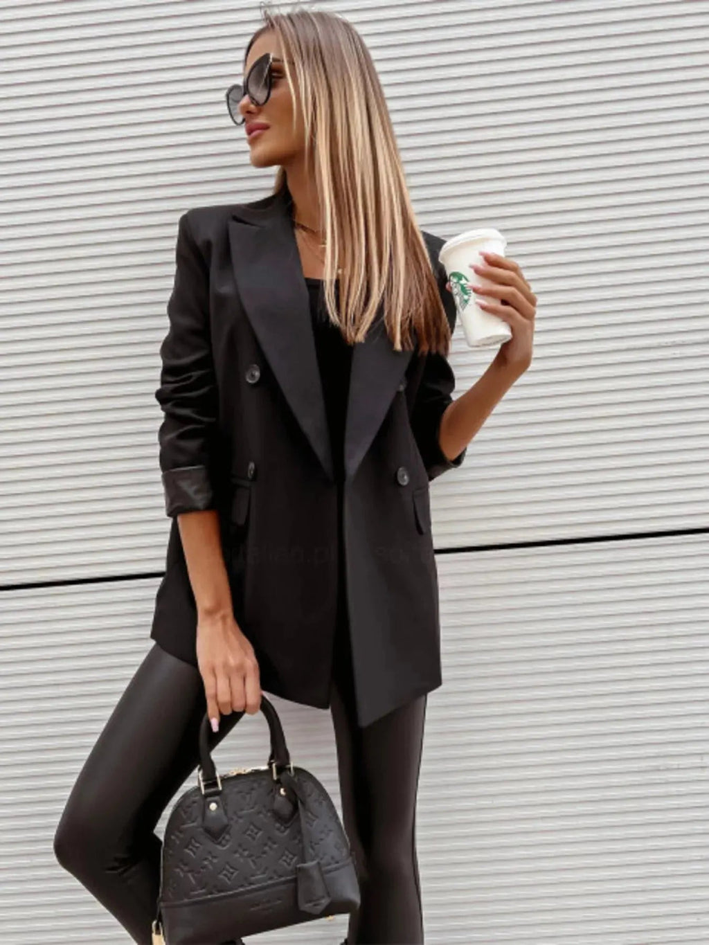 Lapel Collar Long Sleeve Blazer - Charmdeals